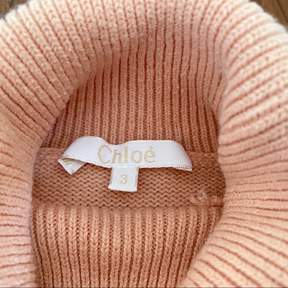 Chloé Girls Pink TurtleNeck Logo Sweater. 3T - Picture 8 of 11